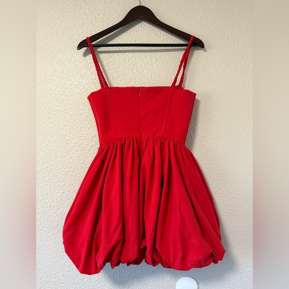 Aknvas The Anais Dress Red Mini Dress Bubble Flower Dress Princess Party Dress - Picture 6 of 7